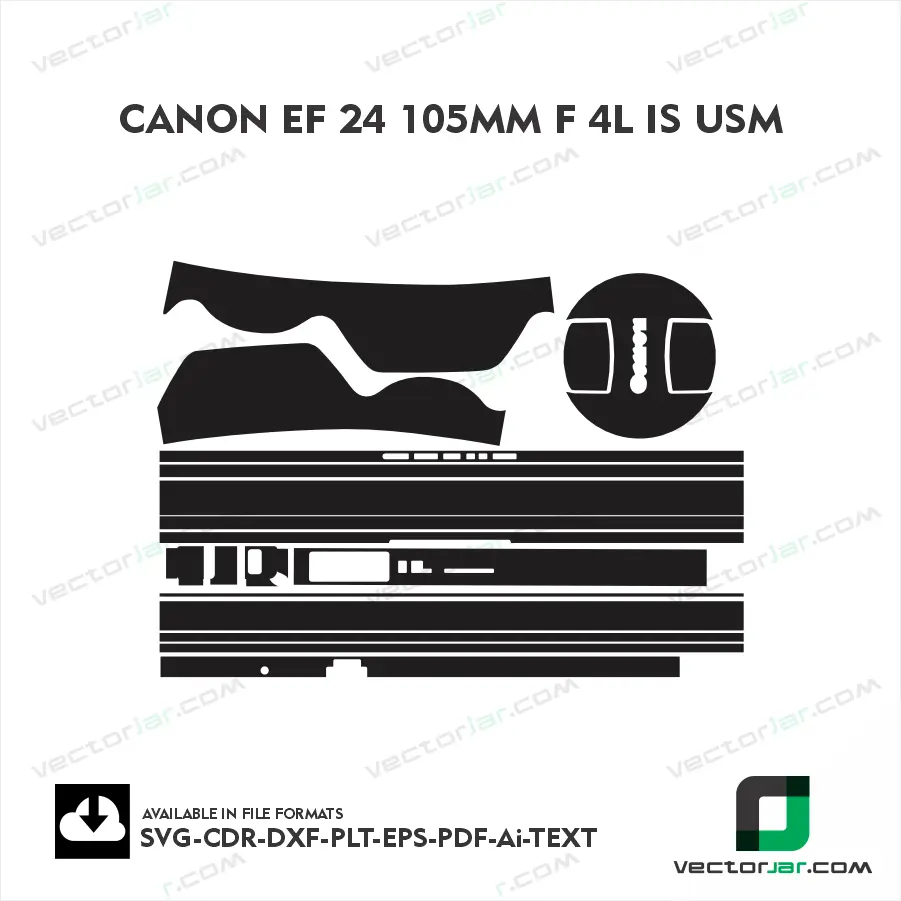 Canon EF 24-105mm F4L IS USM Exact Fit Lens Skin Vector Template
