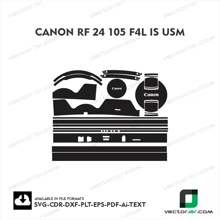 Canon RF 24-105mm F4L IS USM Exact Fit Lens Skin Vector Template