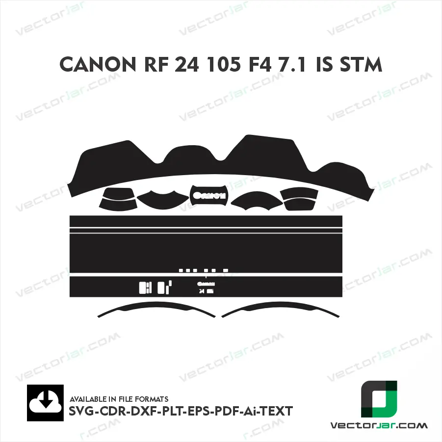 Canon RF 24-105mm F4-7.1 IS STM Exact Fit Lens Skin Vector Template