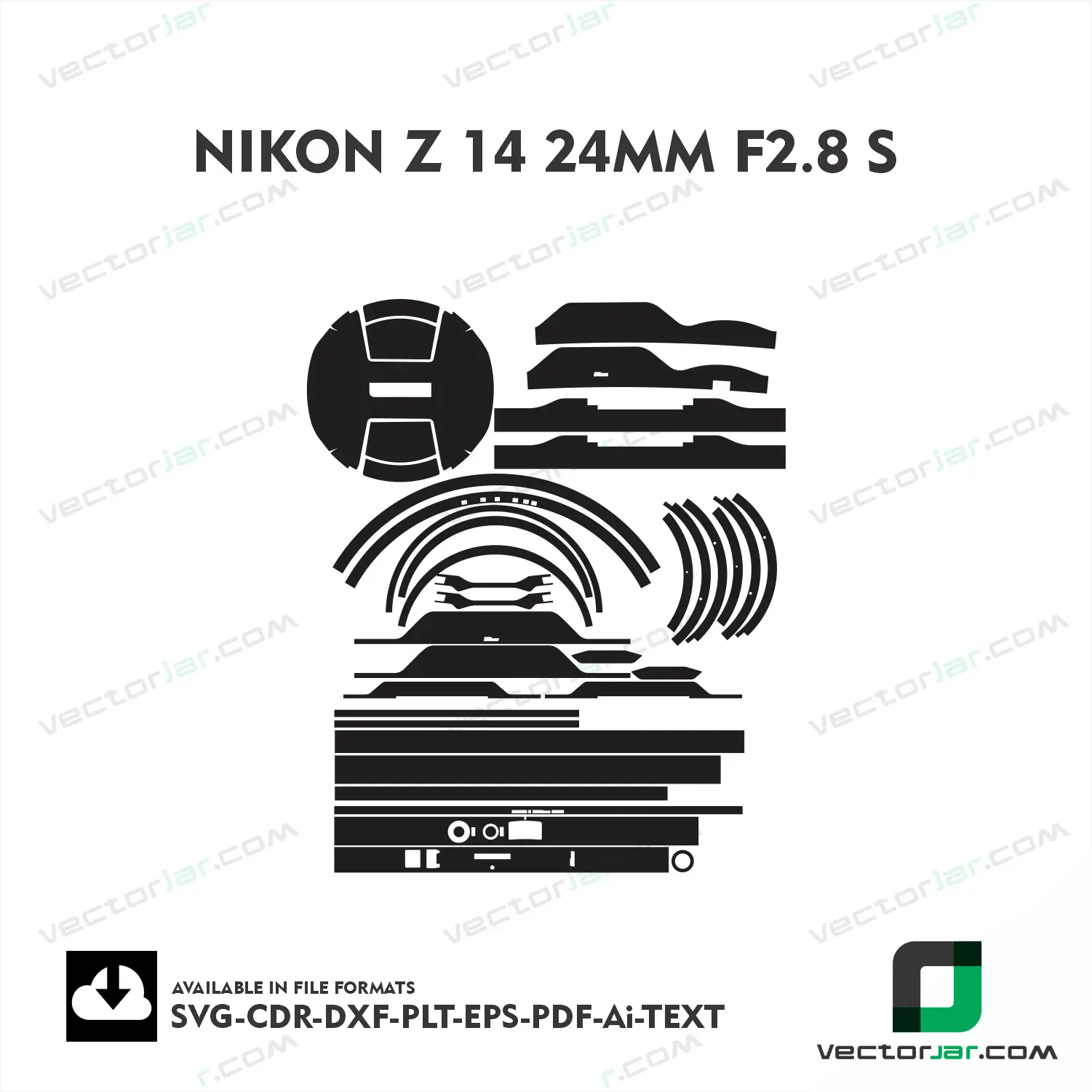 Nikon NIKKOR Z 14-24mm F2.8 S Exact Fit Lens Skin Vector Template