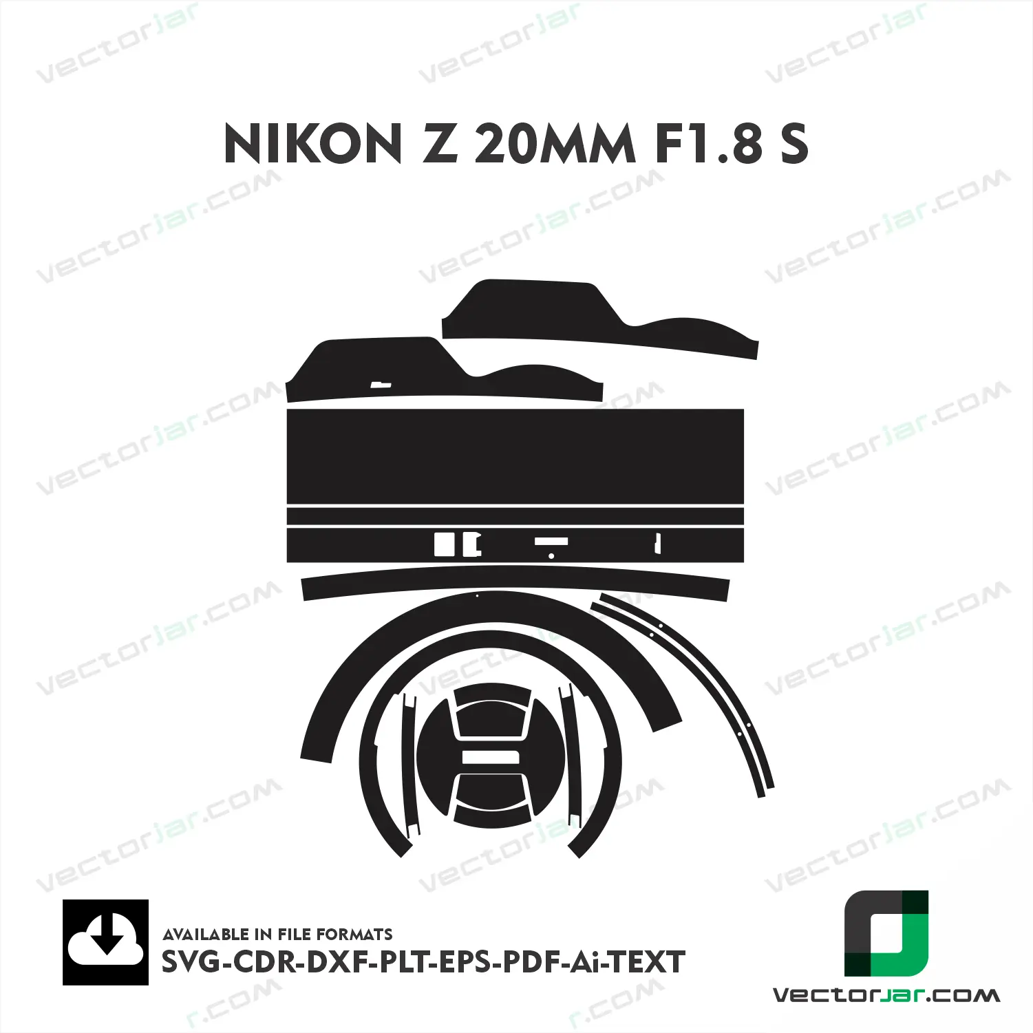 Nikon NIKKOR Z 20mm F1.8 S Exact Fit Lens Skin Vector Template