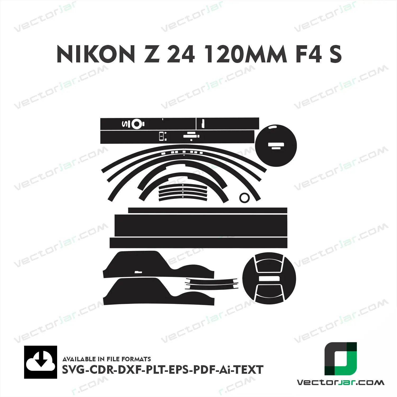 Nikon NIKKOR Z 24-120mm F4 S Exact Fit Lens Skin Vector Template