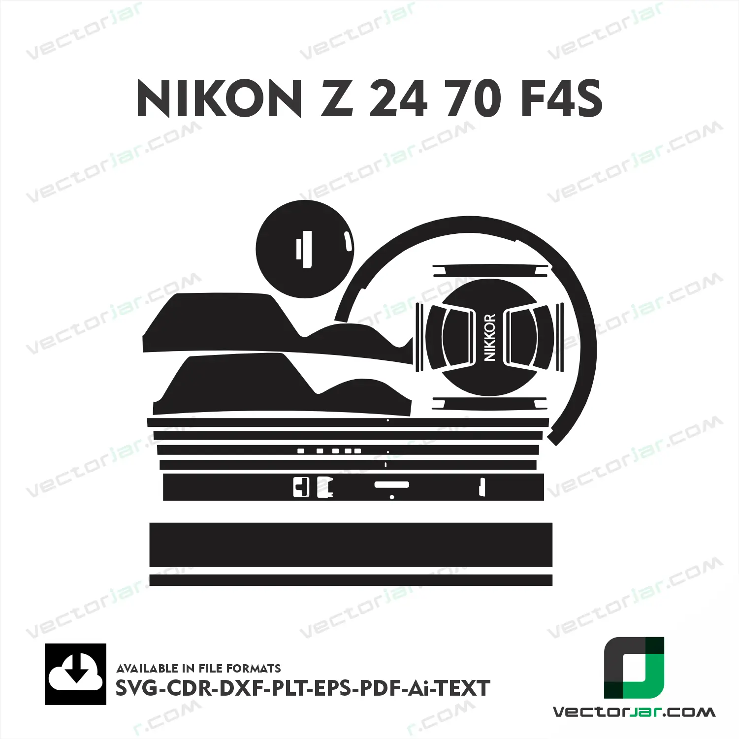 Nikon NIKKOR Z 24-70mm F4 S Exact Fit Lens Skin Vector Template