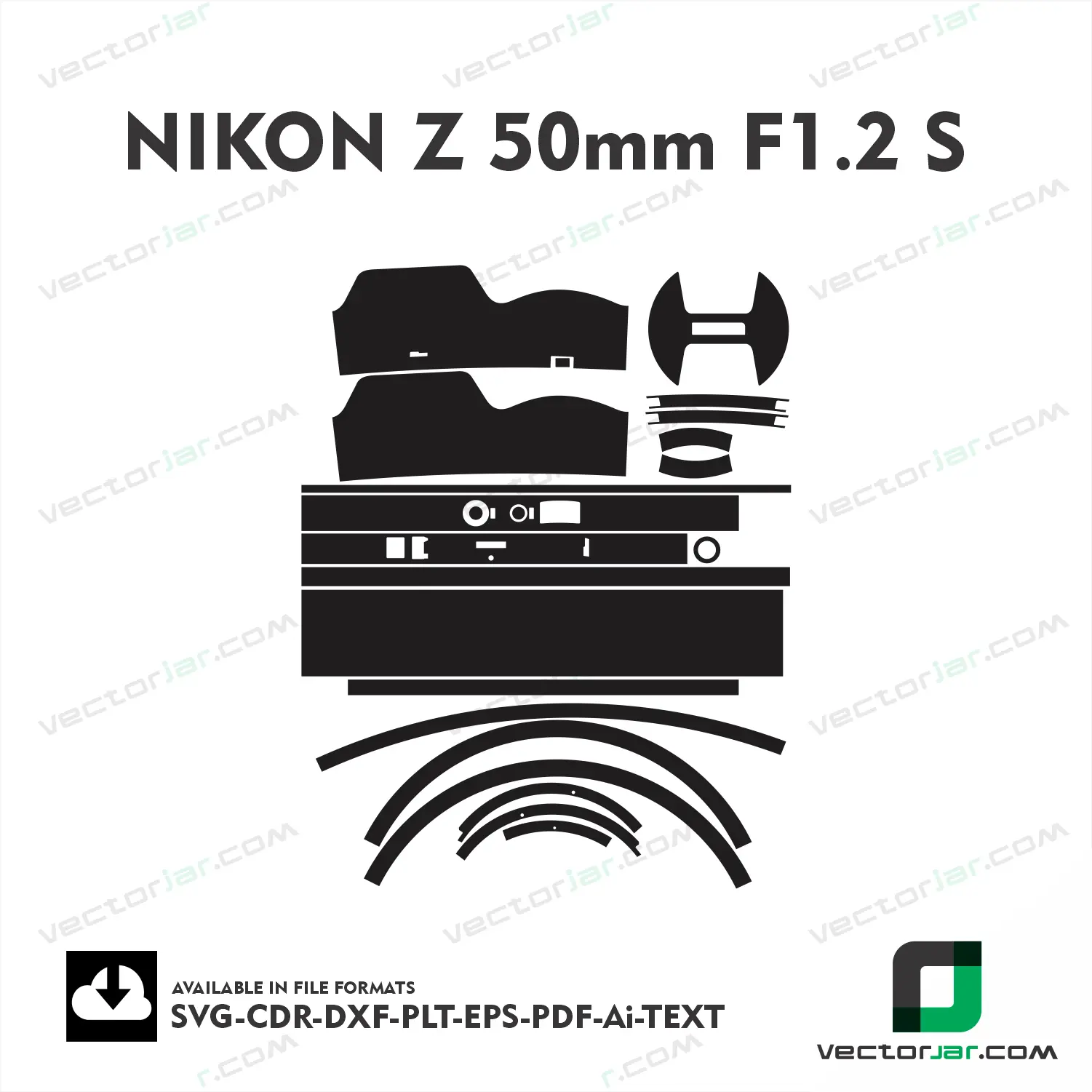 Nikon NIKKOR Z 50mm F1.2 S Exact Fit Lens Skin Vector Template