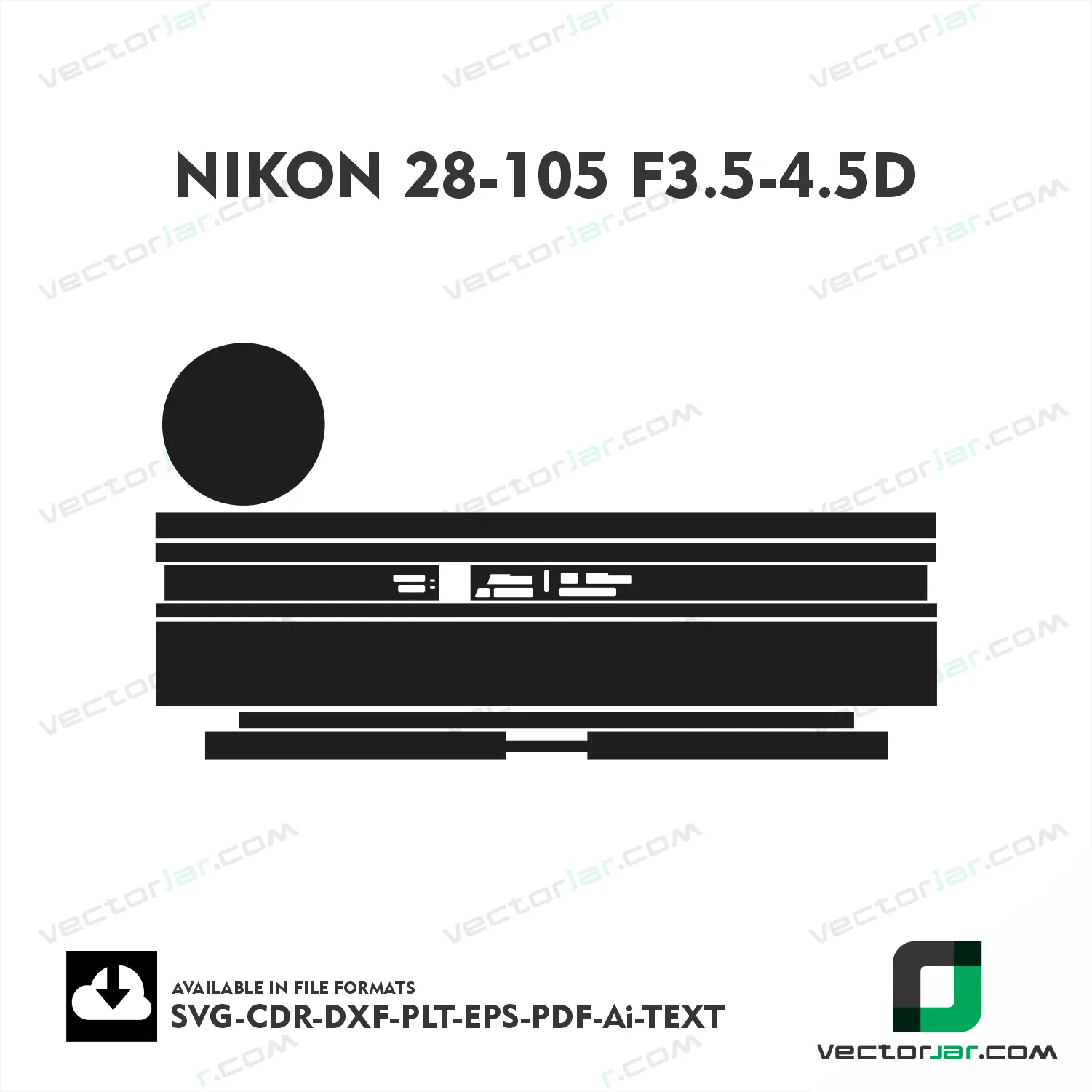 Nikon 28-105mm F3.5-4.5D Exact Fit Lens Skin Vector Template