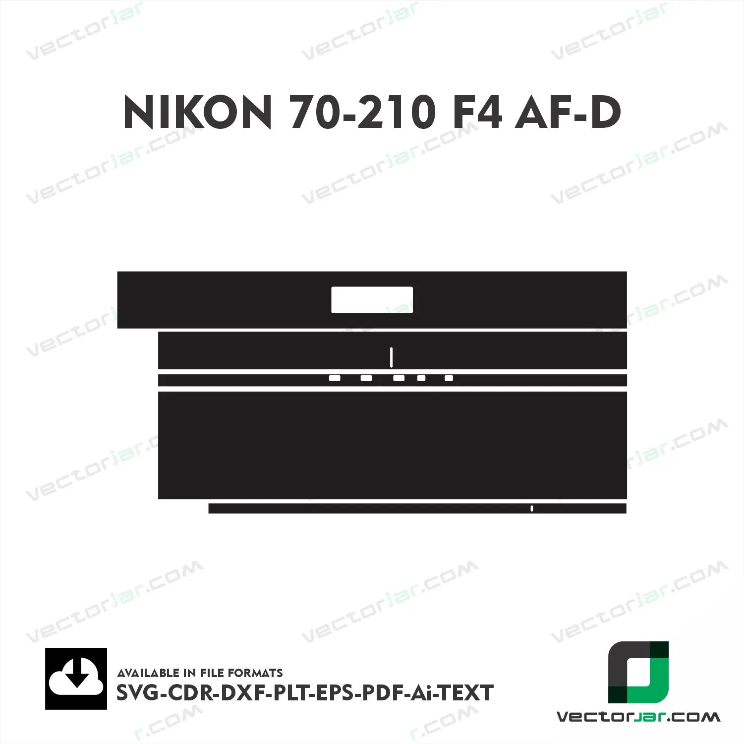 Nikon 70-210mm F4 AF-D Exact Fit Lens Skin Vector Template