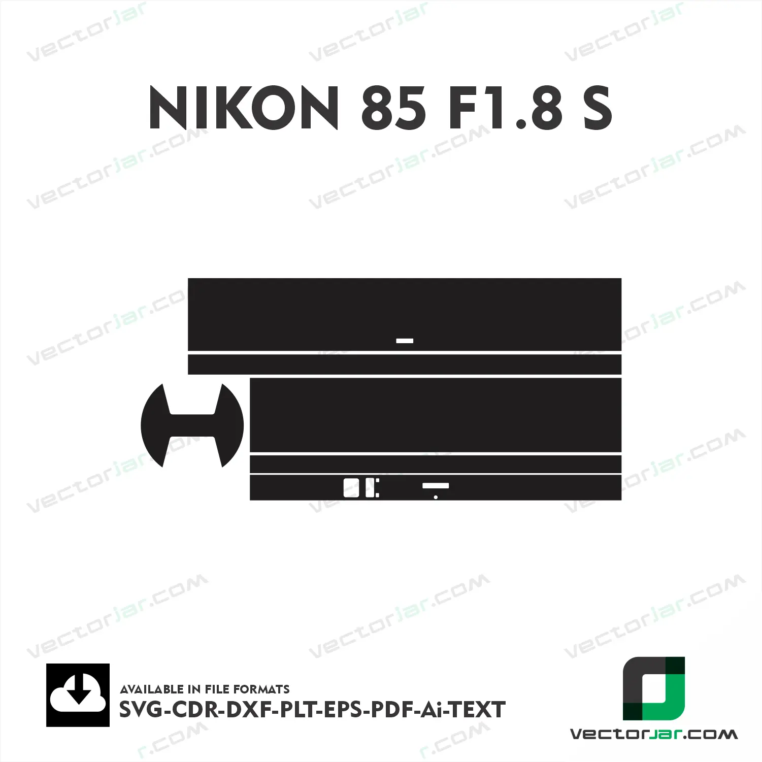 Nikon 85mm F1.8 S Exact Fit Lens Skin Vector Template