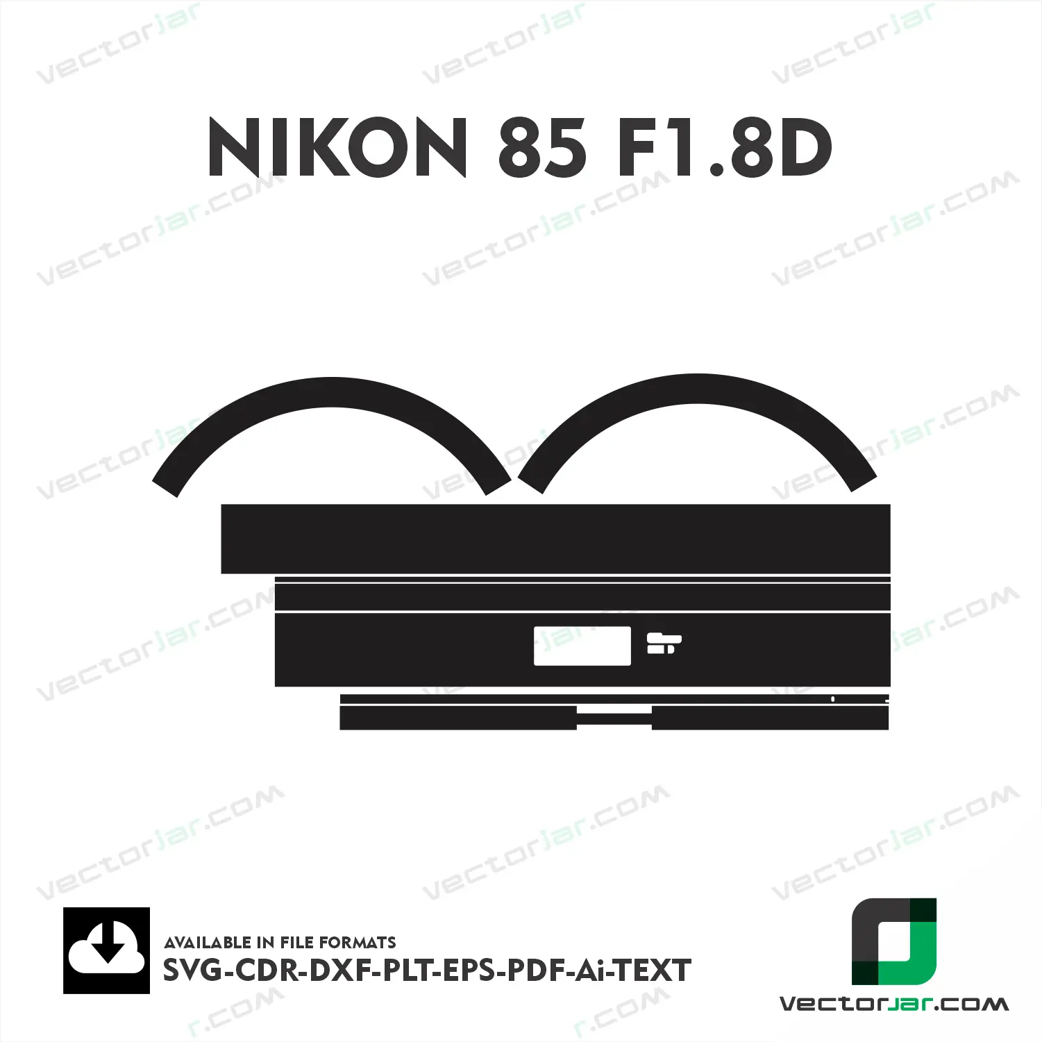 Nikon 85mm F1.8D Exact Fit Lens Skin Vector Template
