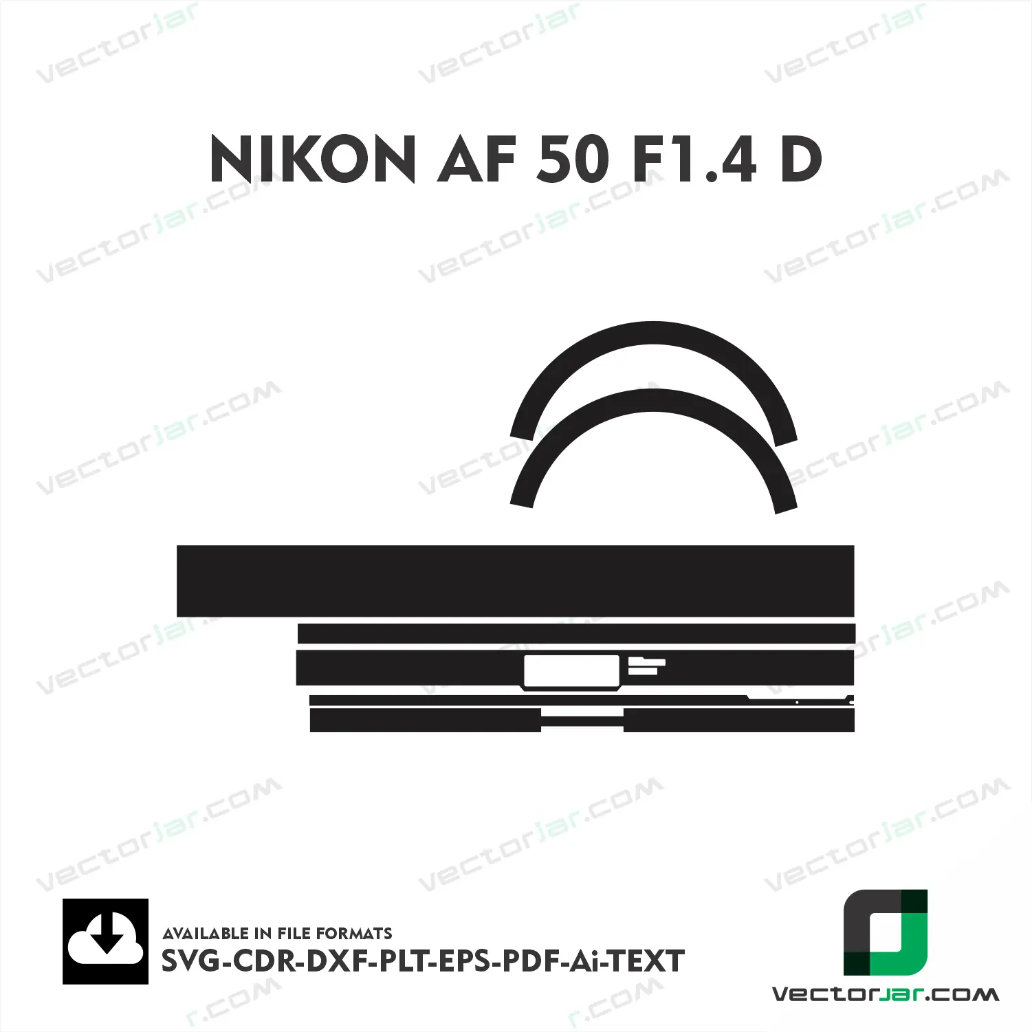 Nikon AF 50mm F1.4D Exact Fit Lens Skin Vector Template