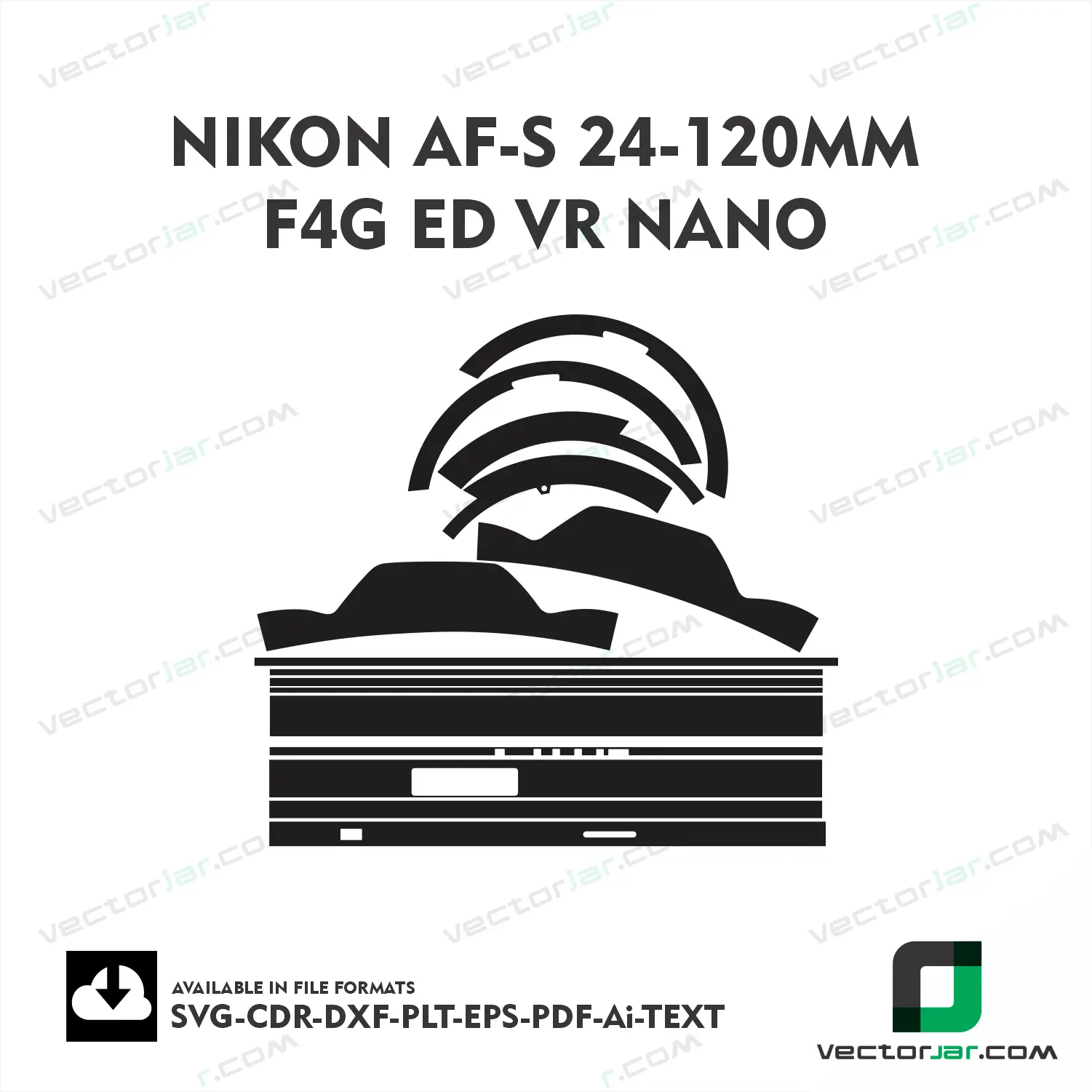 Nikon AF-S 24-120mm F4G ED VR Nano Exact Fit Lens Skin Vector Template