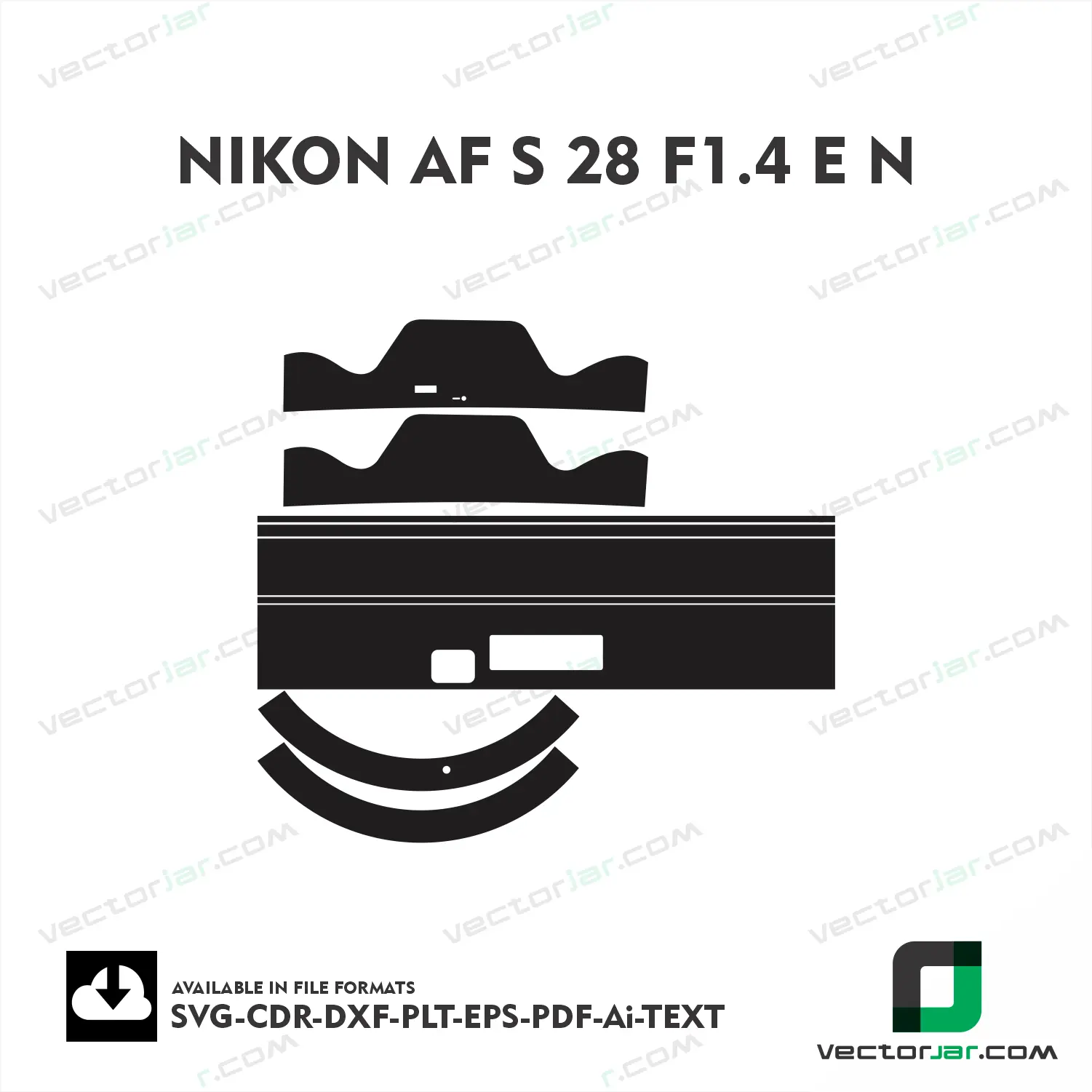 Nikon AF-S 28mm F1.4E ED Exact Fit Lens Skin Vector Template