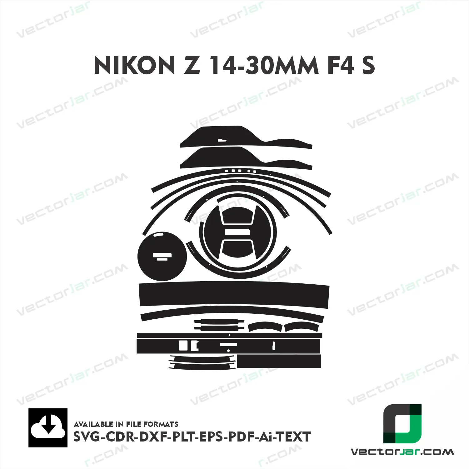 Nikon NIKKOR Z 14-30mm F4 S Exact Fit Lens Skin Vector Template