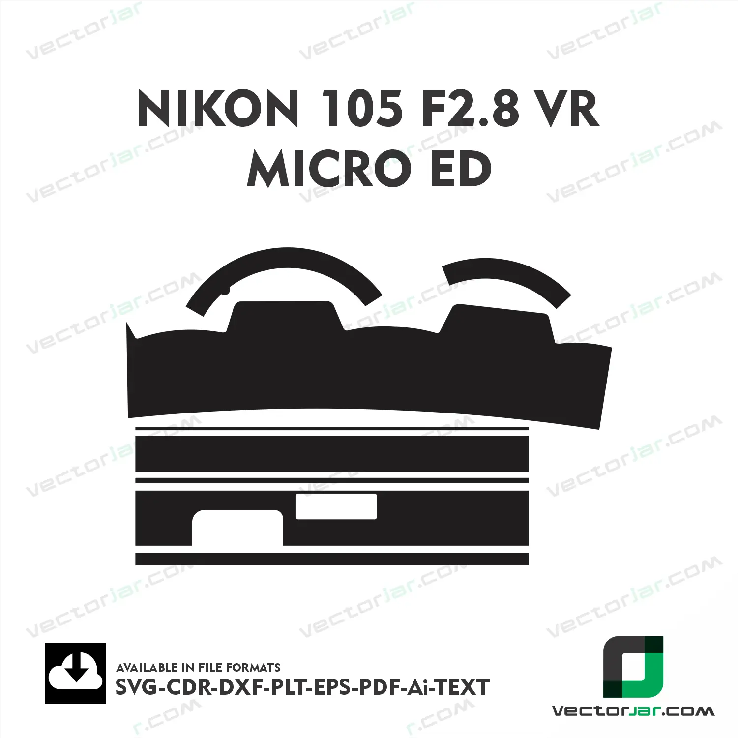 Nikon 105mm F2.8 VR Micro ED Exact Fit Lens Skin Vector Template