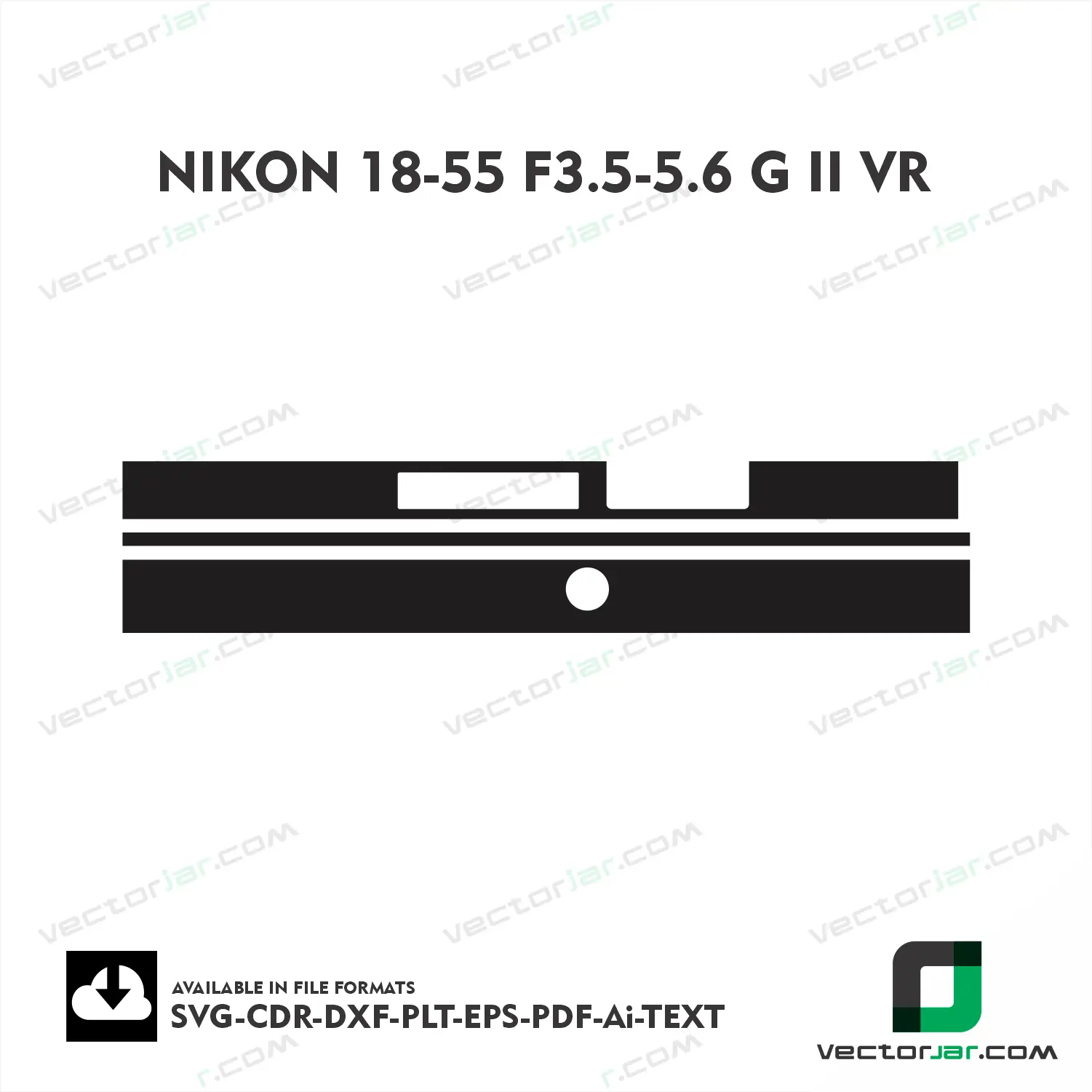 Nikon 18-55mm F3.5-5.6G II VR Exact Fit Lens Skin Vector Template