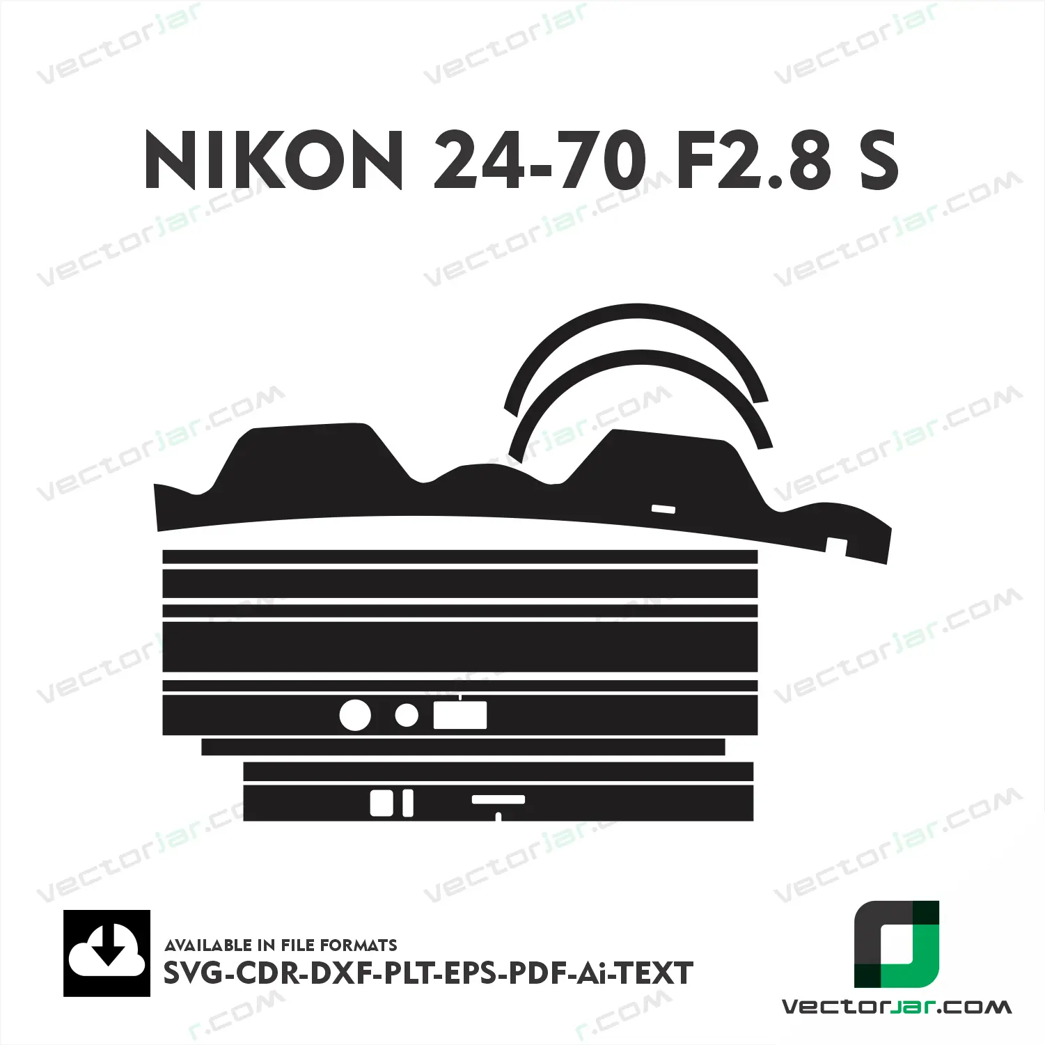 Nikon 24-70mm F2.8 S Exact Fit Lens Skin Vector Template