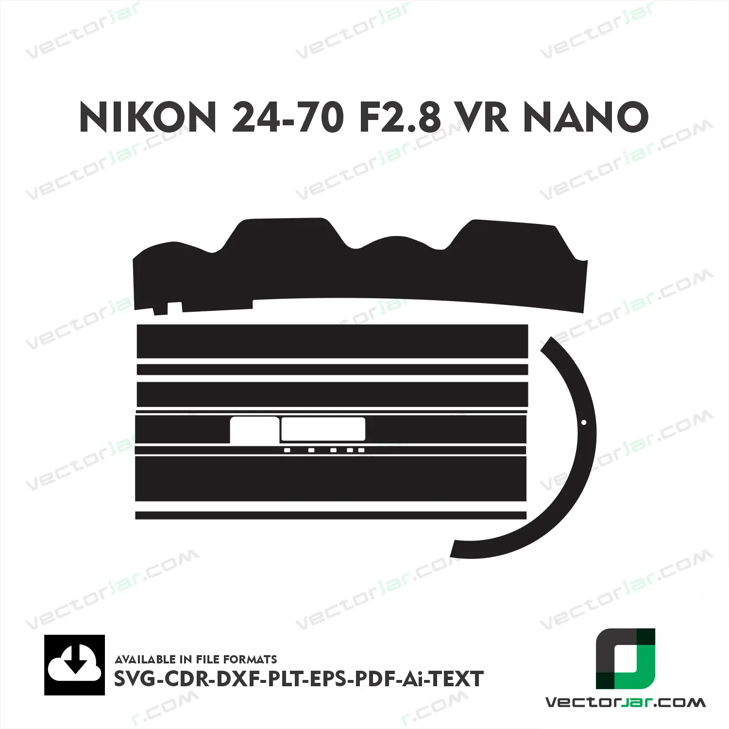 Nikon 24-70mm F2.8 VR Nano Exact Fit Lens Skin Vector Template