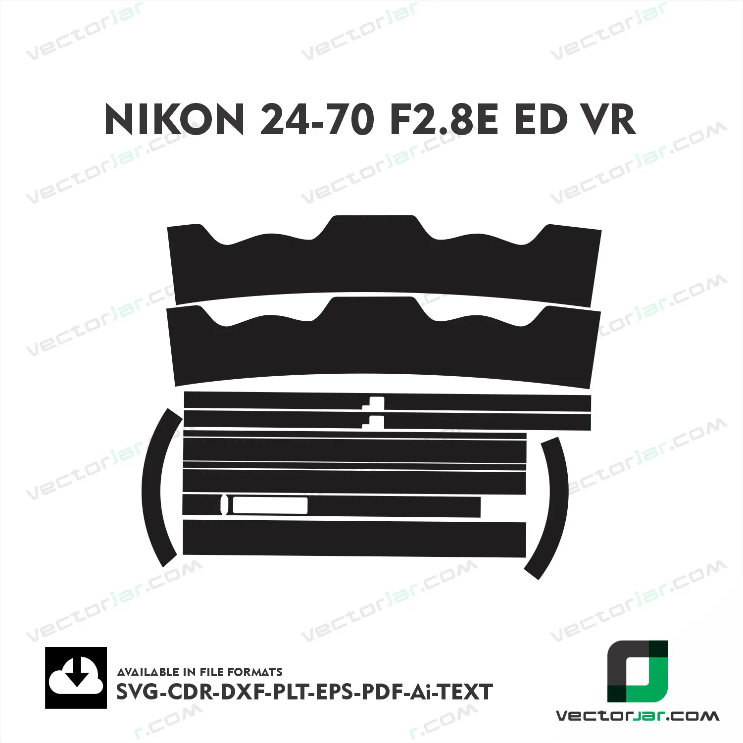 Nikon 24-70mm F2.8E ED VR Exact Fit Lens Skin Vector Template