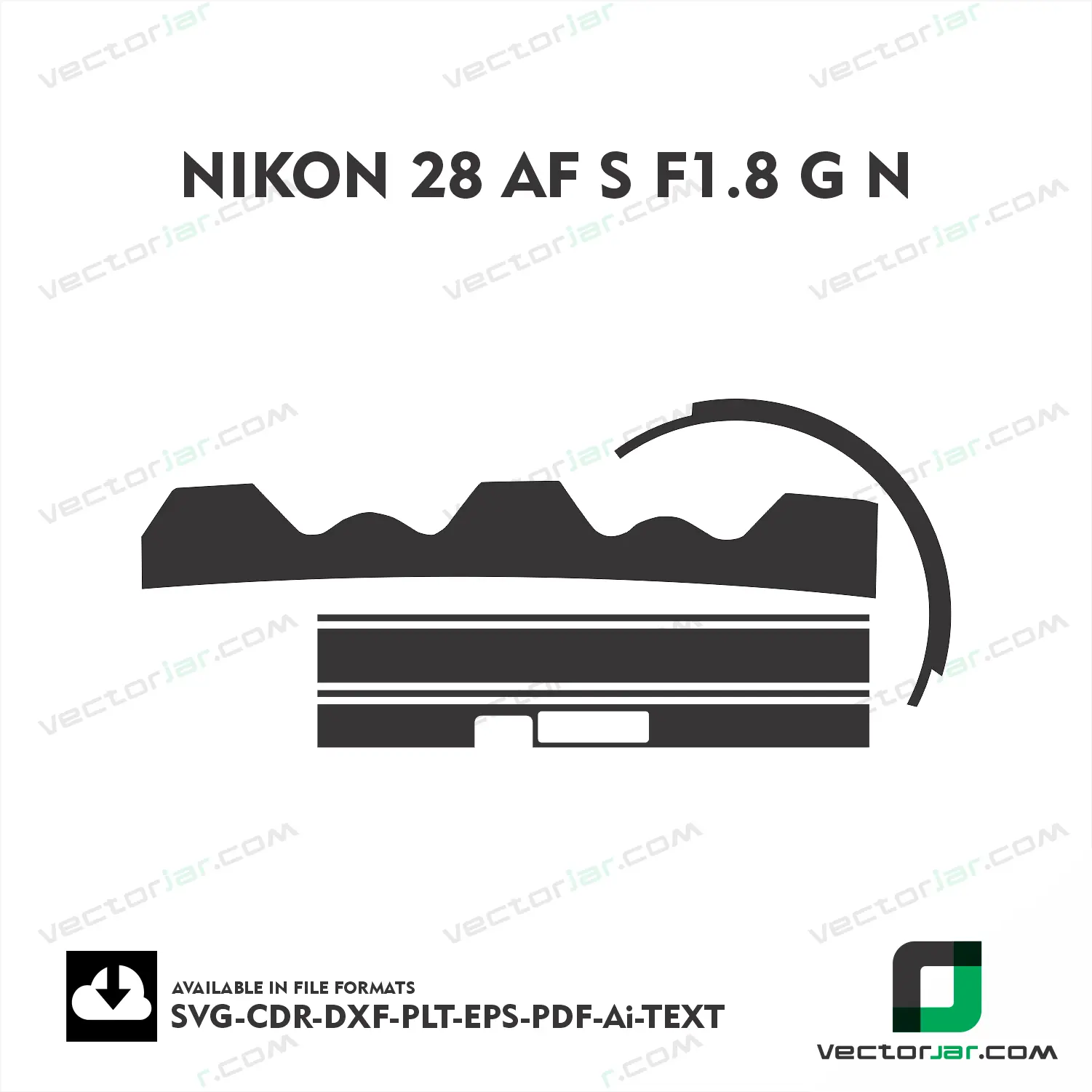 Nikon AF-S 28mm F1.8G N Exact Fit Lens Skin Vector Template