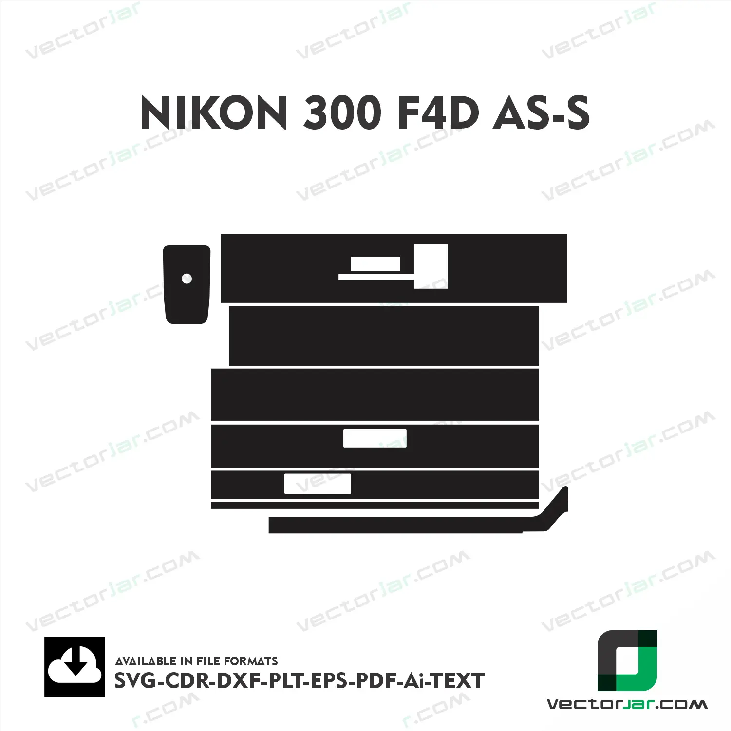 Nikon 300mm F4D AF-S Exact Fit Lens Skin Vector Template