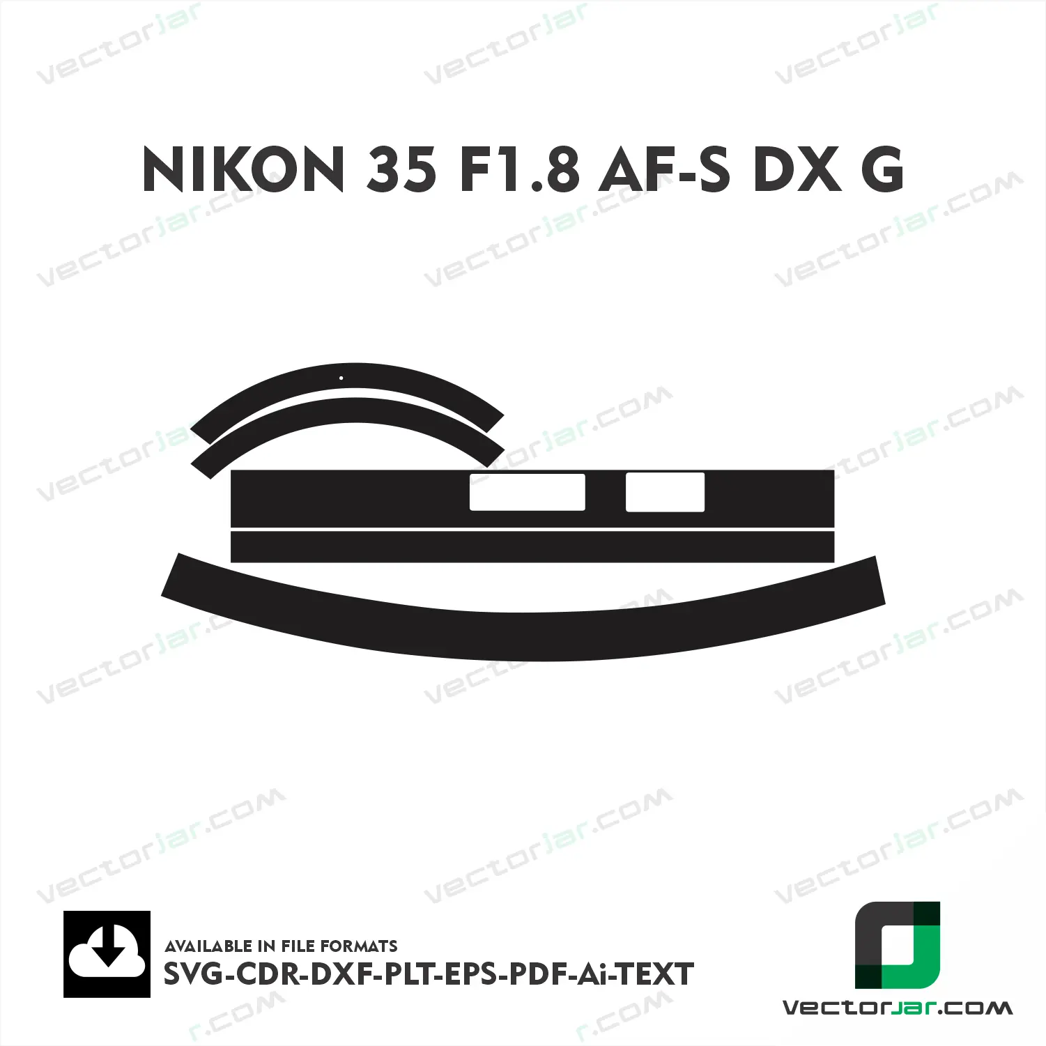 Nikon AF-S DX 35mm F1.8G Exact Fit Lens Skin Vector Template