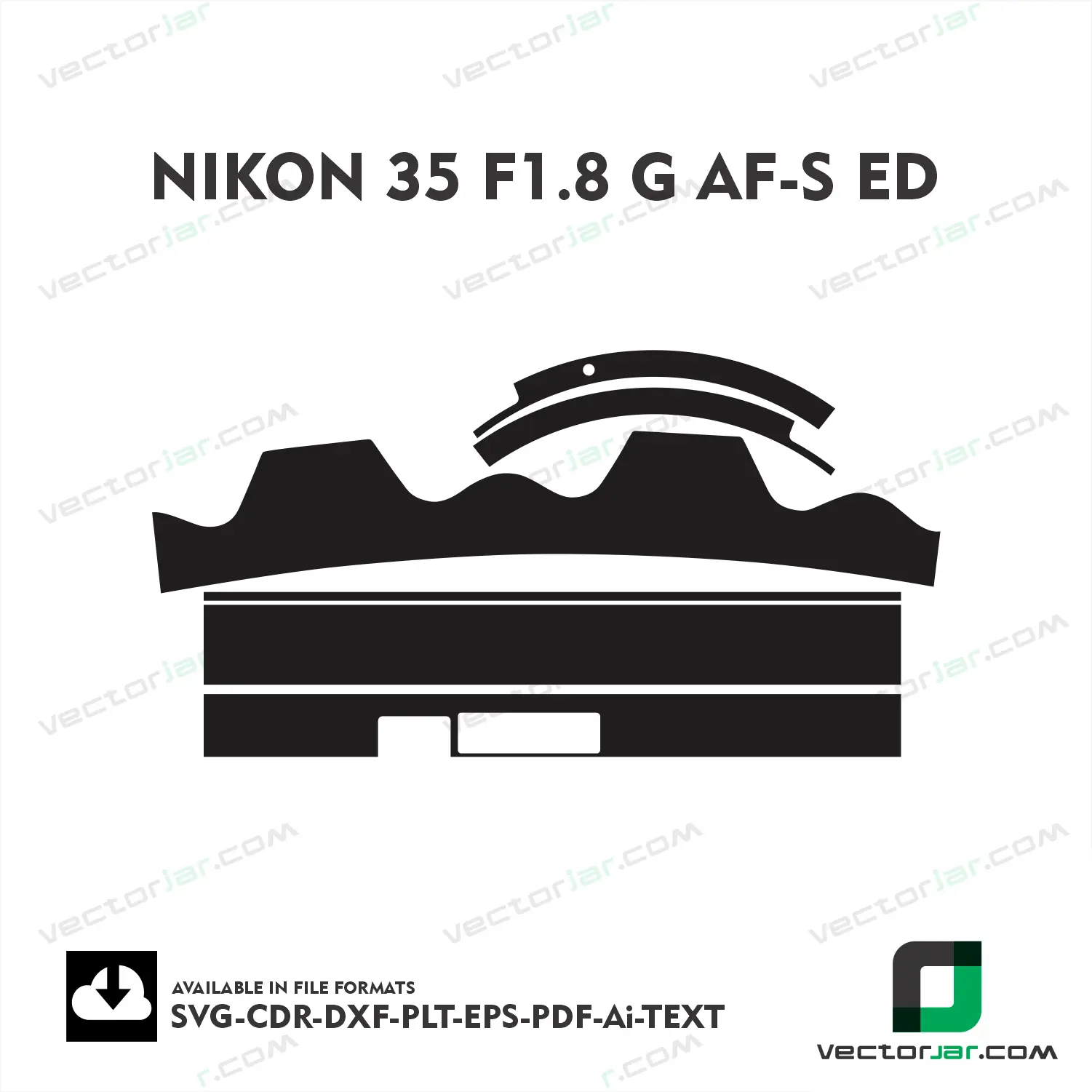 Nikon 35mm F1.8G AF-S ED Exact Fit Lens Skin Vector Template