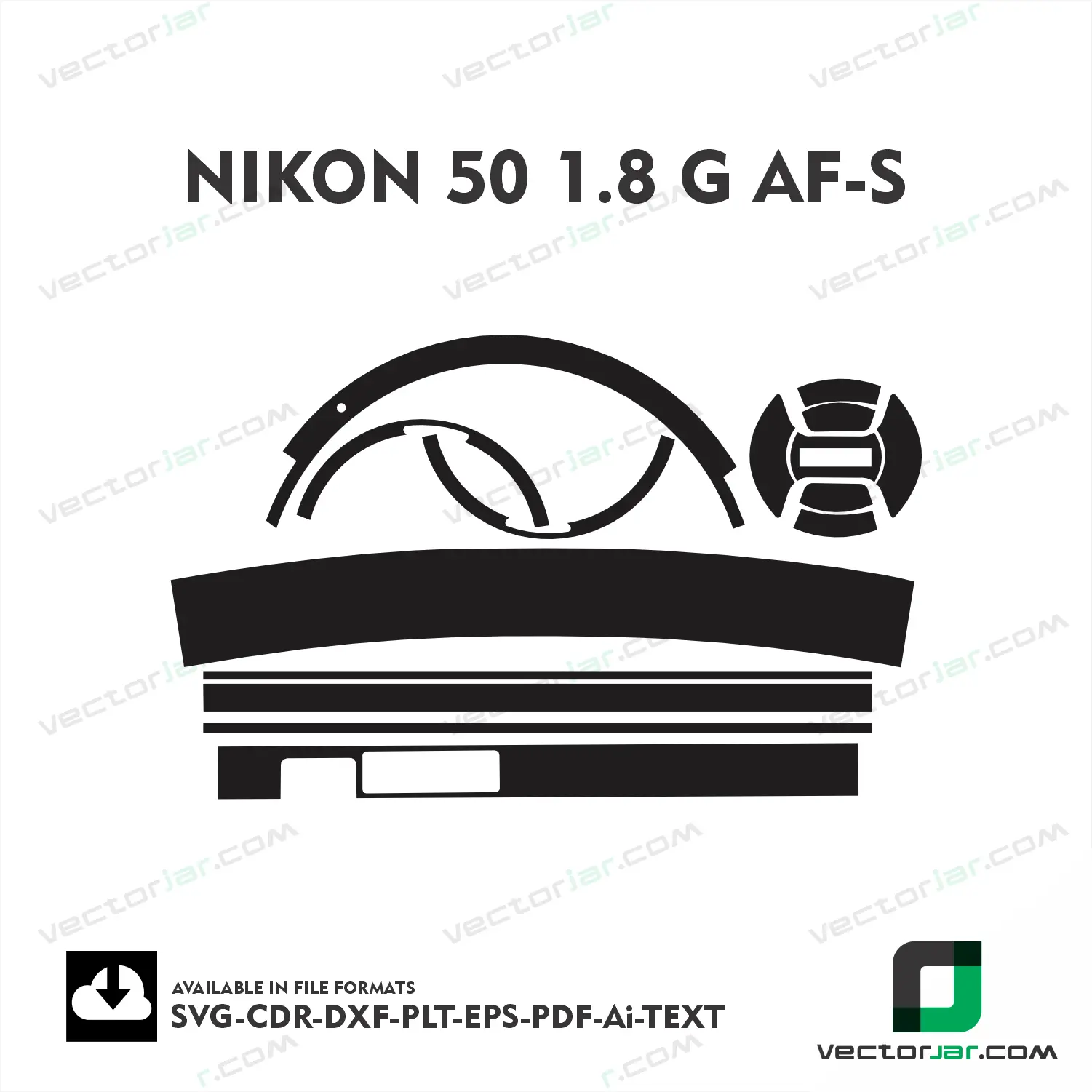 Nikon 50mm F1.8G AF-S Exact Fit Lens Skin Vector Template