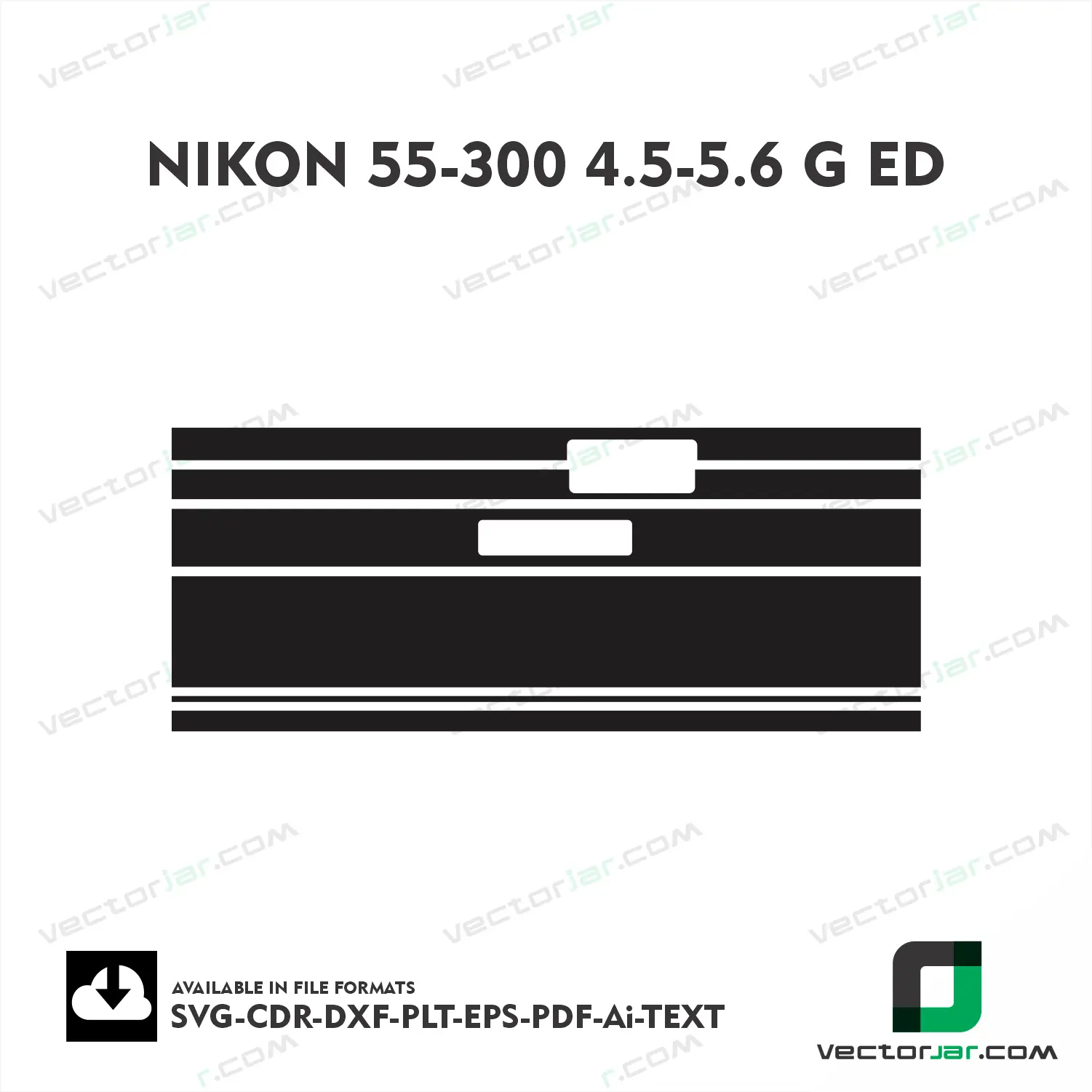 Nikon 55-300mm F4.5-5.6G ED Exact Fit Lens Skin Vector Template