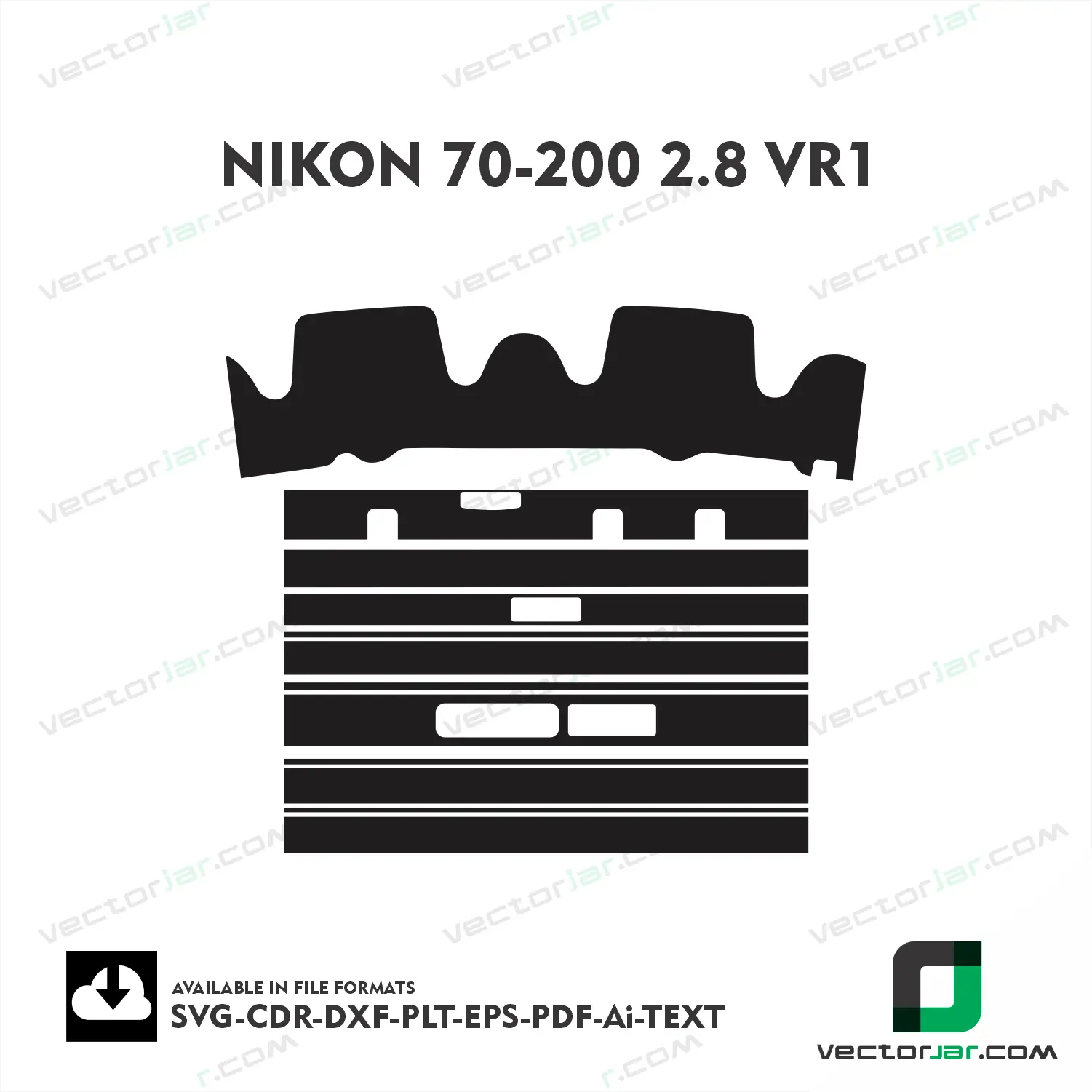 Nikon 70-200mm F2.8G AF-S ED VR I Exact Fit Lens Skin Vector Template