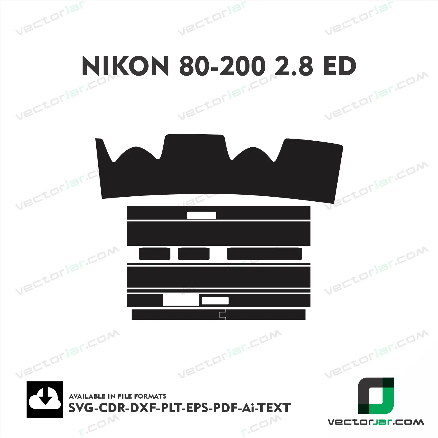 Nikon 80-200mm F2.8 ED Exact Fit Lens Skin Vector Template