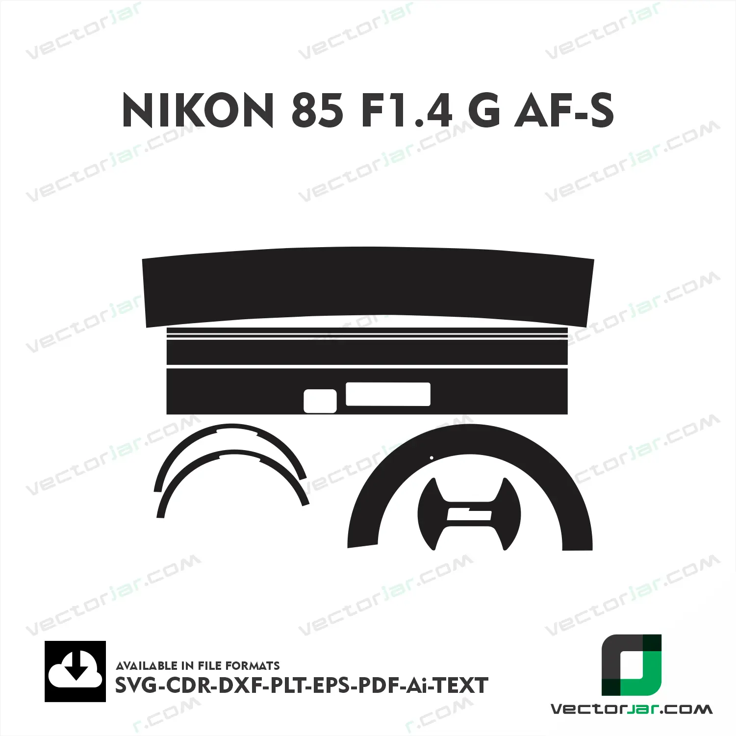 Nikon 85mm F1.4G AF-S Exact Fit Lens Skin Vector Template