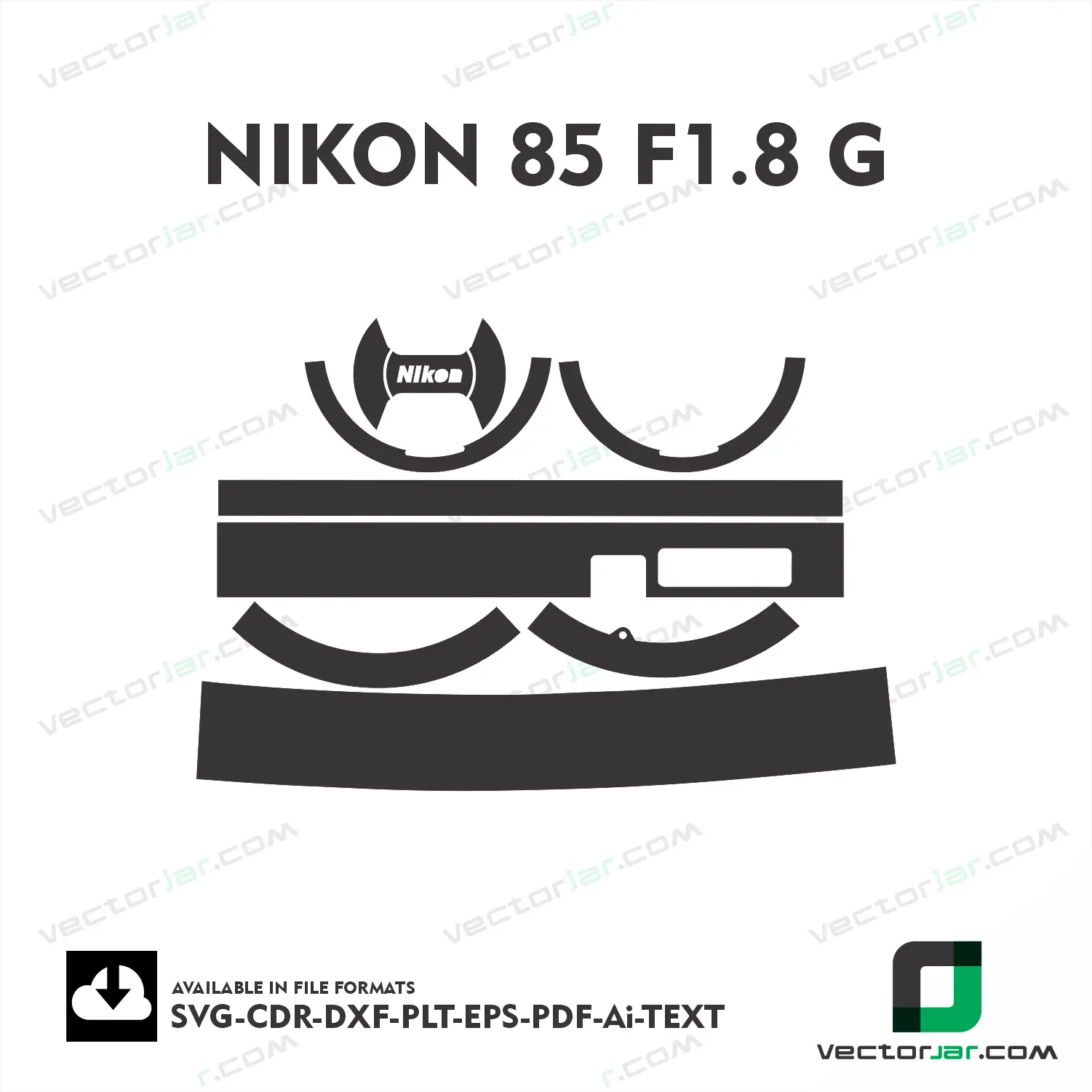 Nikon 85mm F1.8G AF-S Exact Fit Lens Skin Vector Template