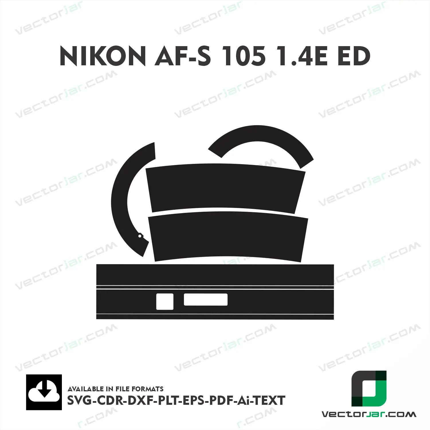 Nikon AF-S 105mm F1.4E ED Exact Fit Lens Skin Vector Template