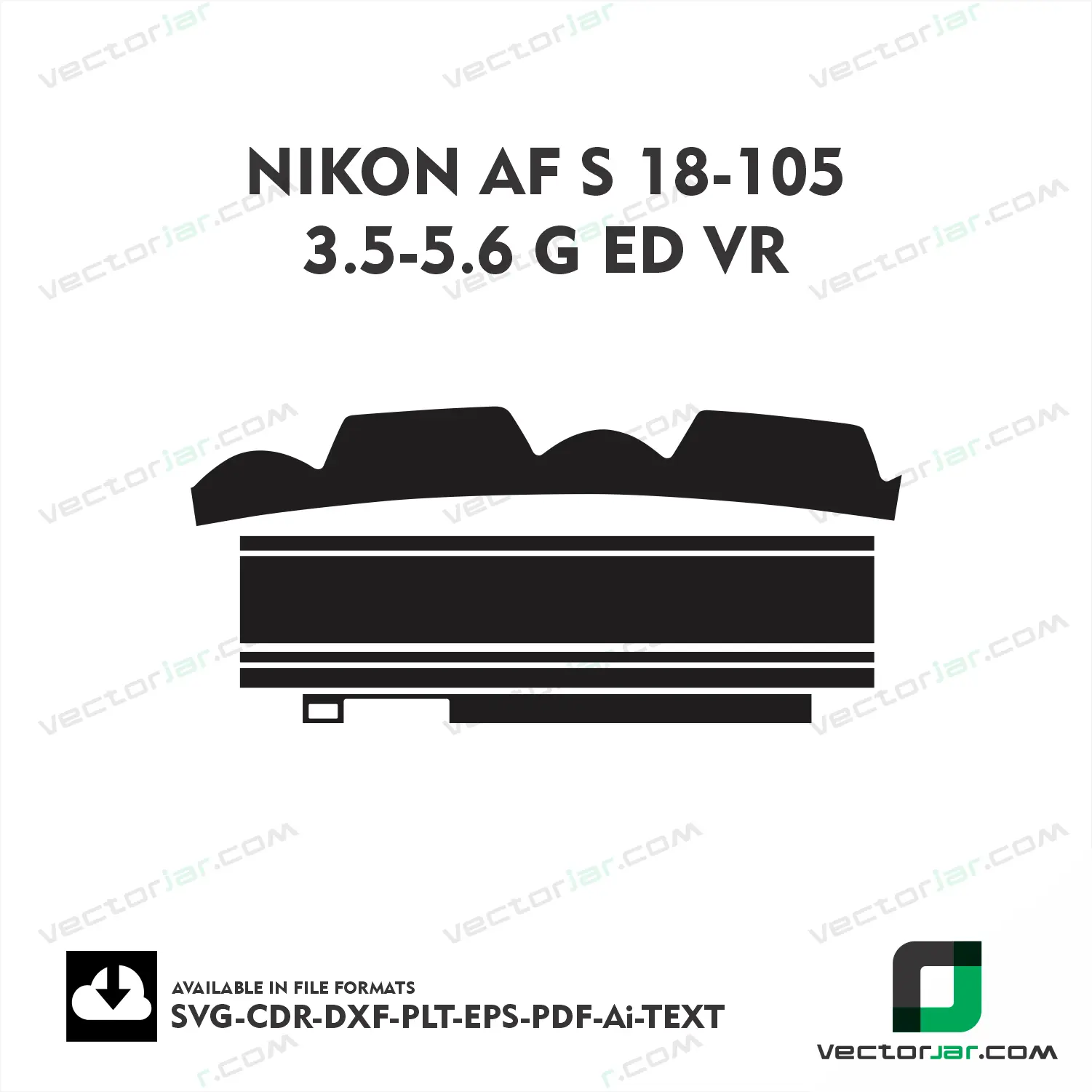 Nikon AF-S 18-105mm F3.5-5.6G ED VR Exact Fit Lens Skin Vector Template