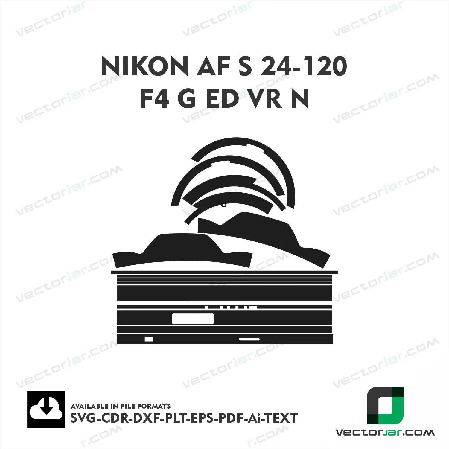 Nikon AF-S 24-120mm F4G ED VR N Exact Fit Lens Skin Vector Template