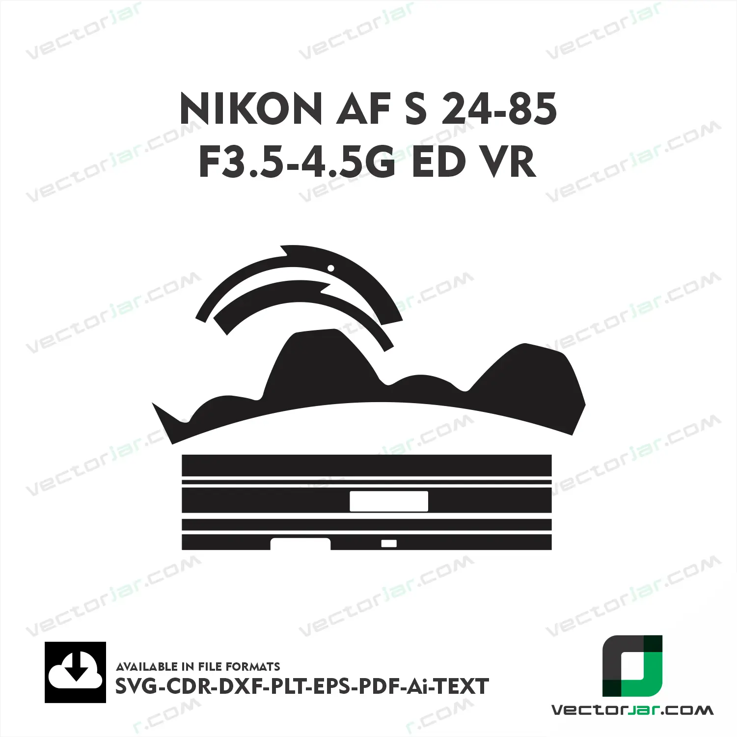Nikon AF-S 24-85mm F3.5-4.5G ED VR Exact Fit Lens Skin Vector Template