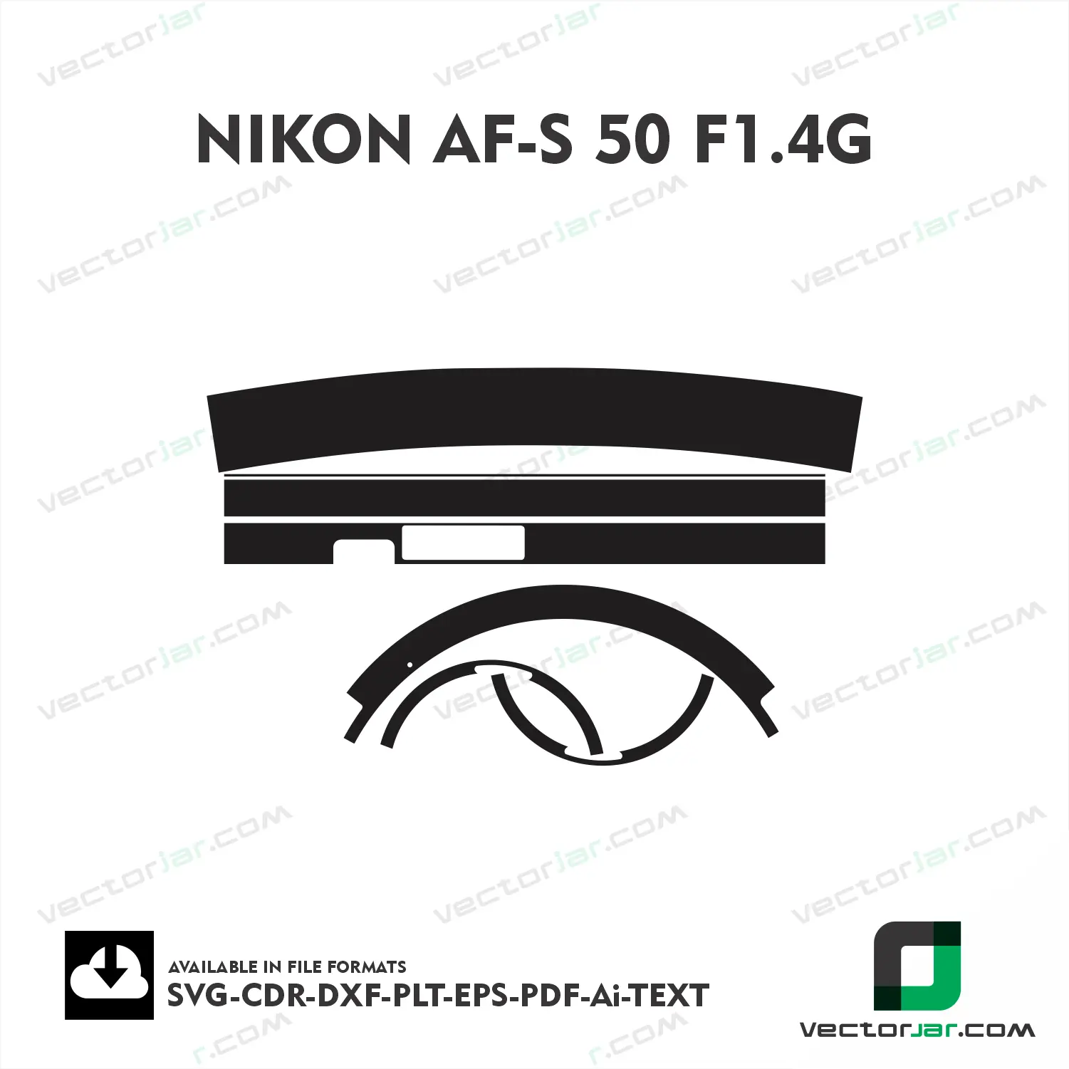 Nikon AF-S 50mm F1.4G Exact Fit Lens Skin Vector Template