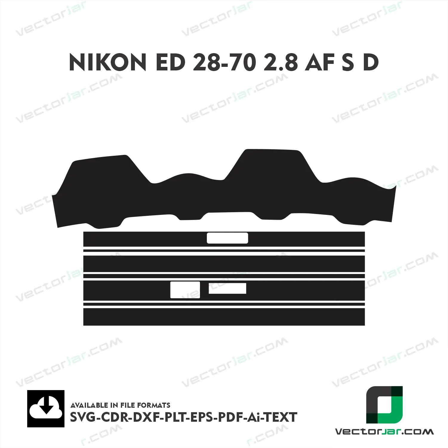Nikon AF-S 28-70mm F2.8D ED Exact Fit Lens Skin Vector Template