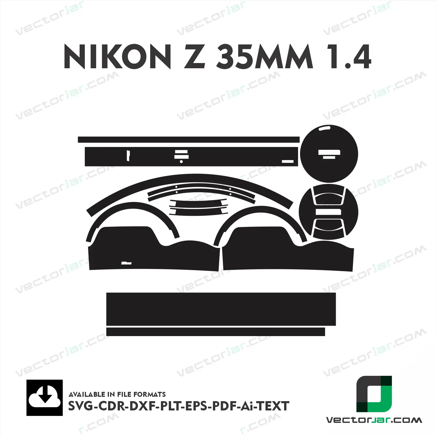 Nikon NIKKOR Z 35mm F1.4 Exact Fit Lens Skin Vector Template