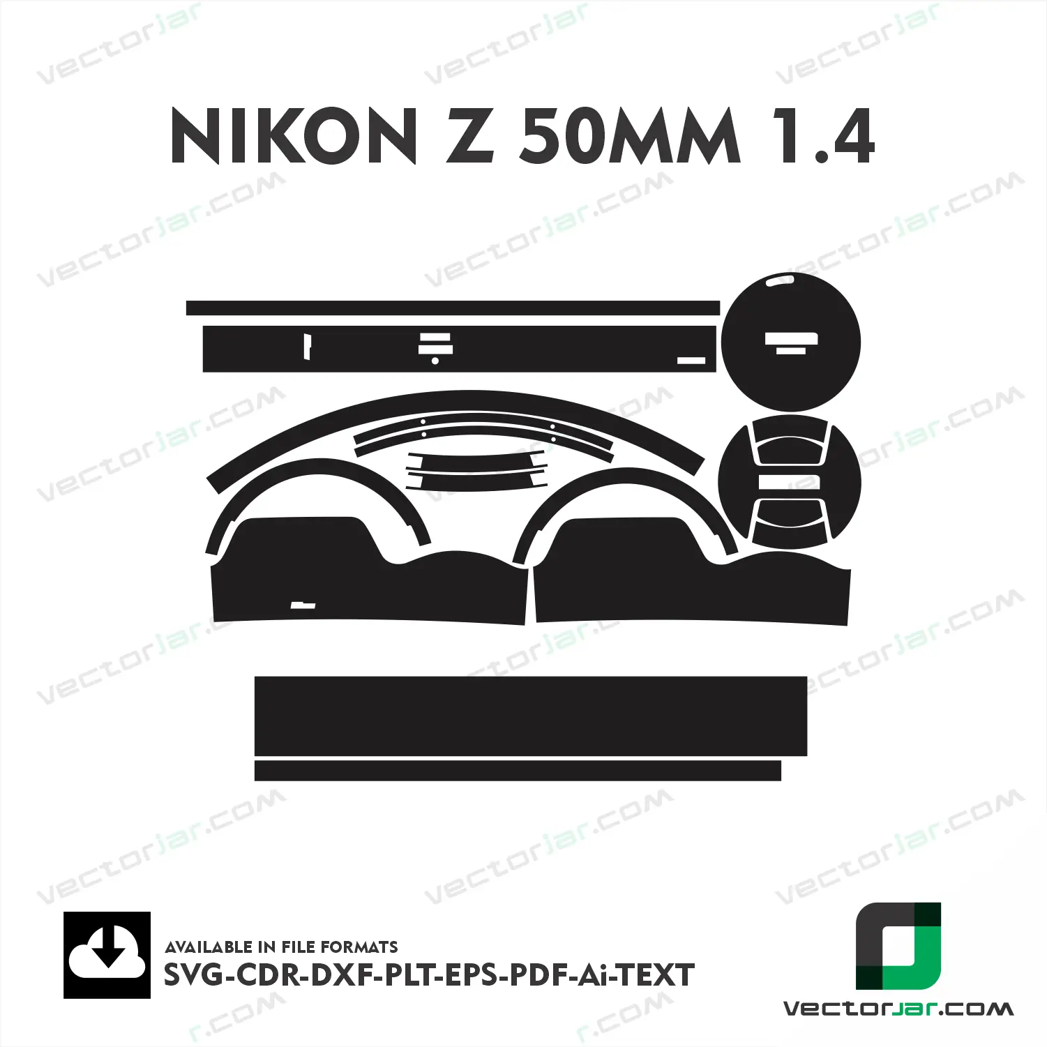 Nikon NIKKOR Z 50mm F1.4 Exact Fit Lens Skin Vector Template