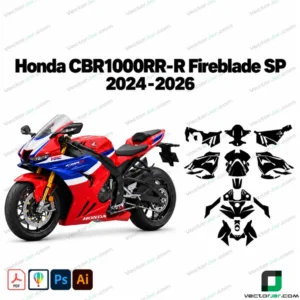 Honda CBR1000RR-R Fireblade SP 2024-2026 motorcycle graphics and wrap vector template