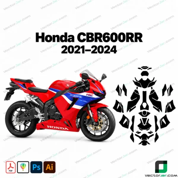 Hond Vector Honda CBR600RR 2021-2024 Motorcycle Graphics & Wrap Vector Template