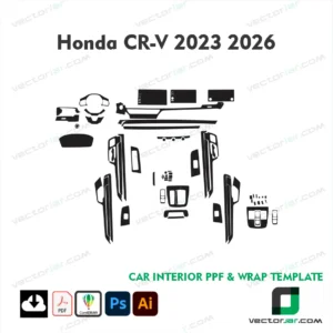 Honda CR-V 2023-2026 SUV vector template for paint protection film patterns and vinyl wrap cutting projects
