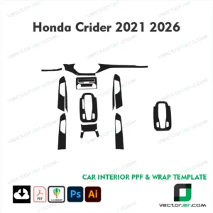 Honda Crider 2021-2026 sedan PPF and vinyl wrap vector template for automotive film preparation and cutting
