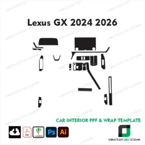 Lexus GX 2024-2026 luxury off-road SUV PPF and vinyl wrap cutting vector template