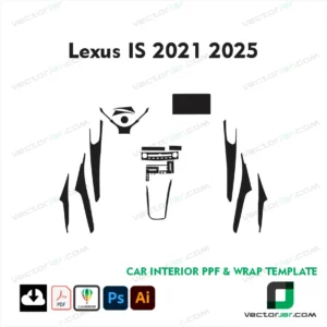 Lexus IS 2021-2025 luxury sports sedan PPF and vinyl wrap cutting vector template