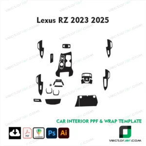 Lexus RZ 2023-2025 all-electric luxury SUV PPF and vinyl wrap cutting vector template