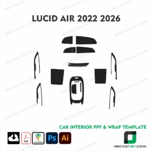 Lucid Air 2022-2026 electric luxury sedan vector template for PPF paint protection film and vinyl wrap cutting