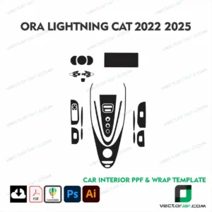 ORA Lightning Cat 2022-2025 electric sedan vector template for PPF paint protection film and vinyl wrap cutting