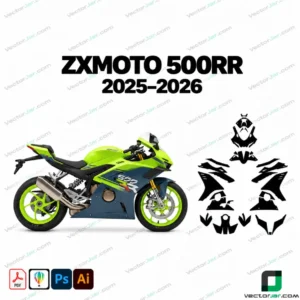 ZXMOTO 500RR 2025-2026 motorcycle graphics and wrap vector template