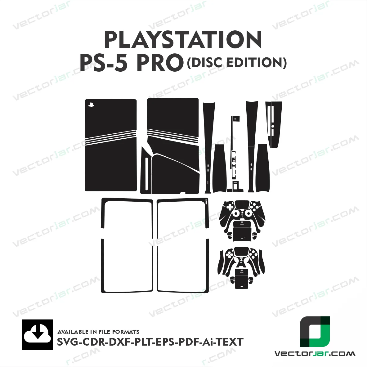 Playstation PS5 Pro Disc Edition Skin Vector Template